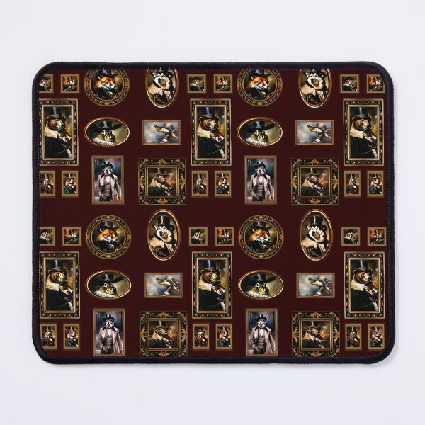 Item preview, Vintage Animal Art: Animal Gentlemen Portrait Pattern | Animal Art | Oil Painting | Animal Portrait | Crimson Background designed and sold by UnhingedBird.