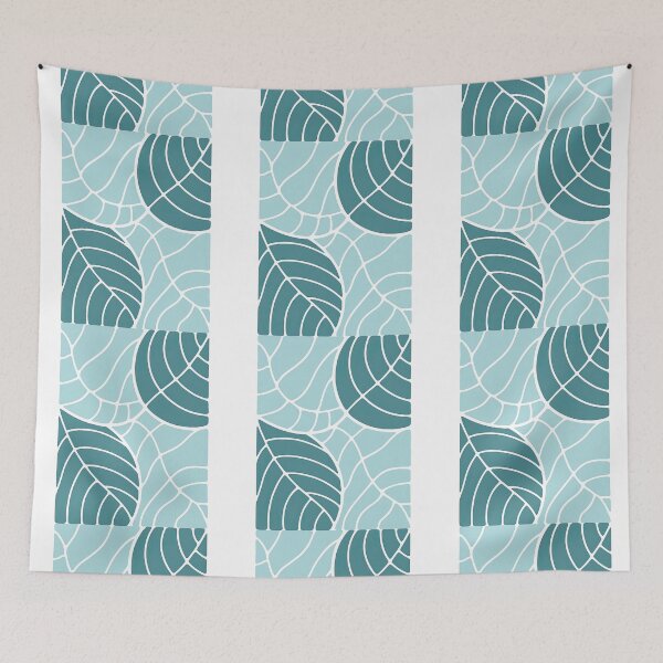 Item preview, Abstract Leaf Pattern in Blue Tones Minimalist Style designed and sold by ArtfulWeave.