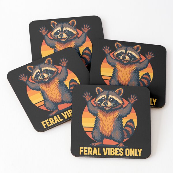 Item preview, Feral Vibes Only Raccoon Meme Humor Quote designed and sold by LuminOrb.