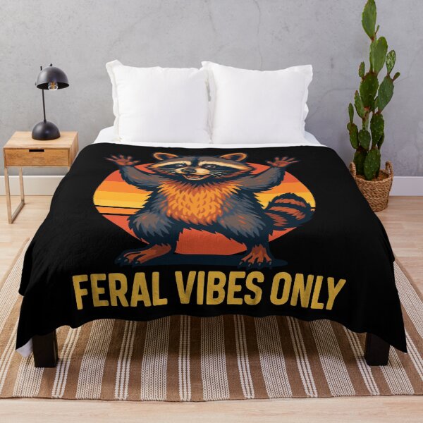 Item preview, Feral Vibes Only Raccoon Meme Humor Quote designed and sold by LuminOrb.