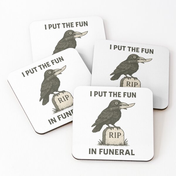 Item preview, I Put The Fun In Funeral Crow Retro Humor designed and sold by LuminOrb.