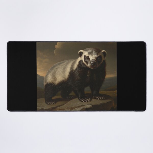 Item preview, Vintage Oil Painting Portrait of a Honey Badger Standing on a Rock designed and sold by bvdesignart.