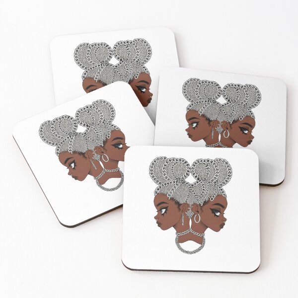 Item preview, Grunge Chain Braided Twins Art – Edgy Afro-Futuristic Illustration with Metallic Aesthetic designed and sold by OsasChild.