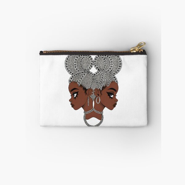 Item preview, Grunge Chain Braided Twins Art – Edgy Afro-Futuristic Illustration with Metallic Aesthetic designed and sold by OsasChild.