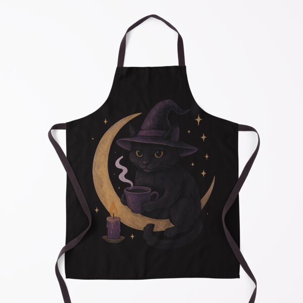 Item preview, Witchy Cat on Crescent Moon – Cozy Gothic Art designed and sold by Ombrya.
