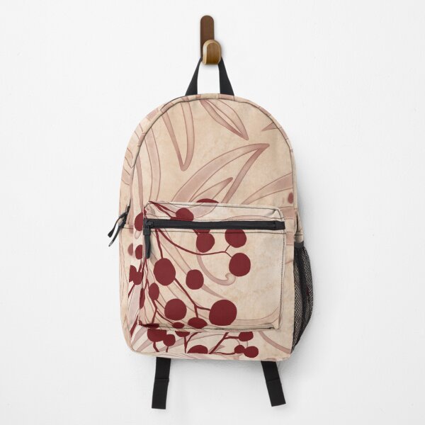 Item preview, Vintage Maroon Berry Swirls: Elegant Floral Pattern on Beige Background designed and sold by Vikiink.