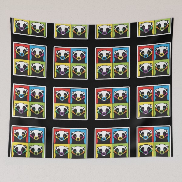 Item preview, Colorful Quad Honey Badger Pop Art Warhol Style Animal Portrait designed and sold by bvdesignart.