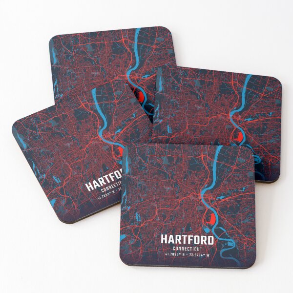 Item preview, Hartford Red & Blue Minimalist Map designed and sold by HomeLivingCo.