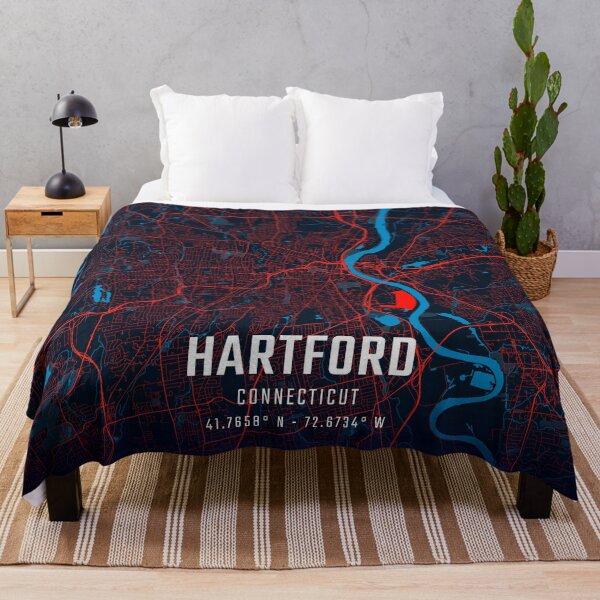 Item preview, Hartford Red & Blue Minimalist Map designed and sold by HomeLivingCo.