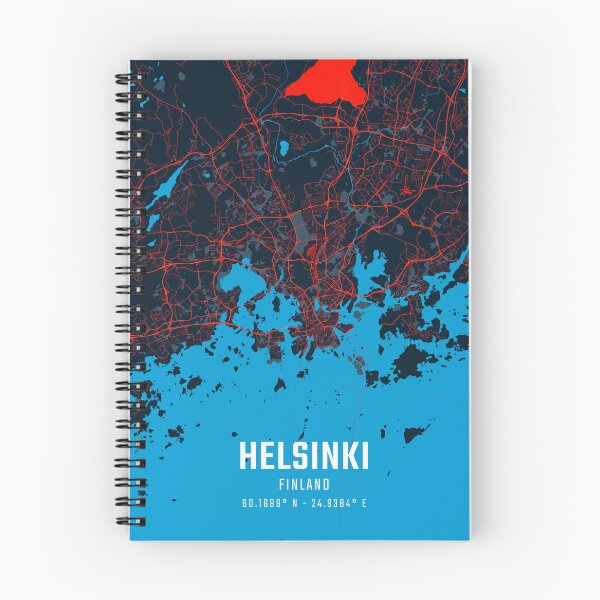 Item preview, Helsinki Red & Blue Minimalist Map designed and sold by HomeLivingCo.