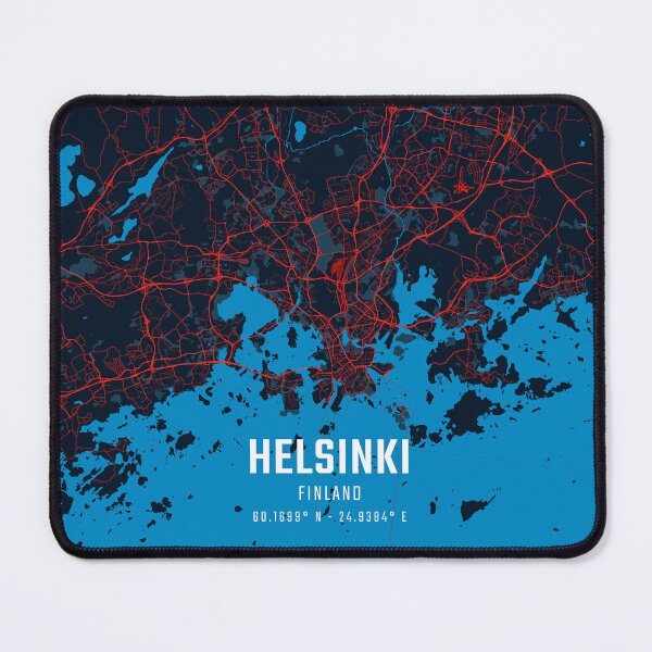 Item preview, Helsinki Red & Blue Minimalist Map designed and sold by HomeLivingCo.