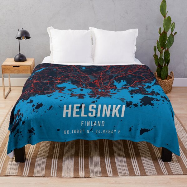 Item preview, Helsinki Red & Blue Minimalist Map designed and sold by HomeLivingCo.