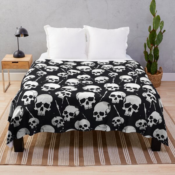 Item preview, "Skull Pattern with Cracks – Grunge Anatomy on Black" designed and sold by dreampik.