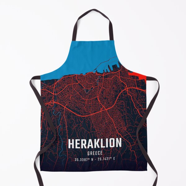 Item preview, Heraklion Red & Blue Minimalist Map designed and sold by HomeLivingCo.