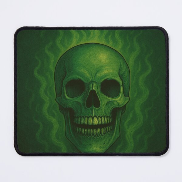 Item preview, Green Skull on Fire – Retro Horror Art designed and sold by SablePL.