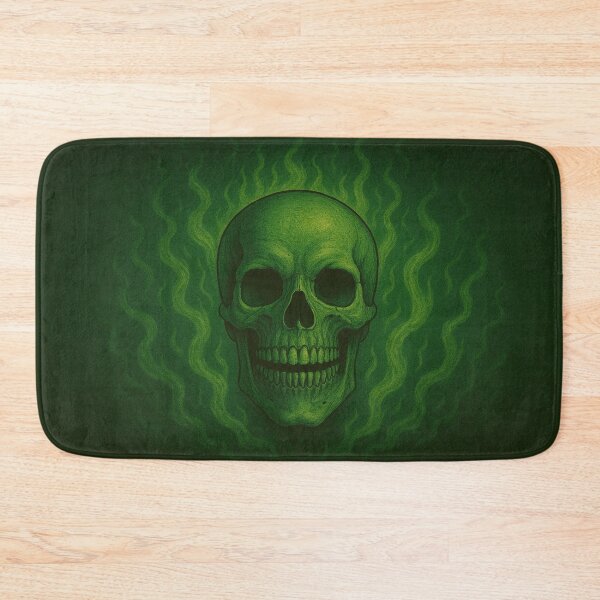 Item preview, Green Skull on Fire – Retro Horror Art designed and sold by SablePL.