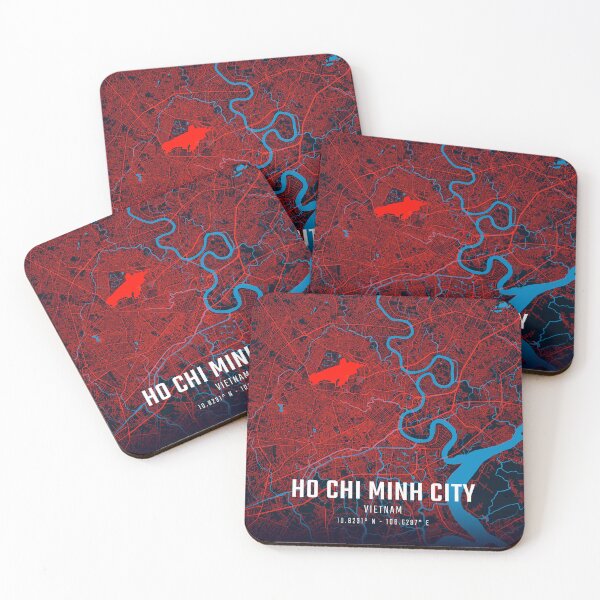 Item preview, Ho Chi Minh City Red & Blue Minimalist Map designed and sold by HomeLivingCo.
