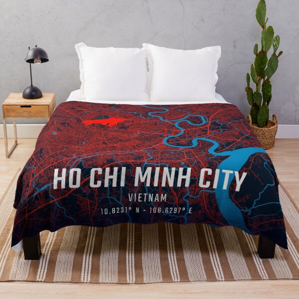 Item preview, Ho Chi Minh City Red & Blue Minimalist Map designed and sold by HomeLivingCo.