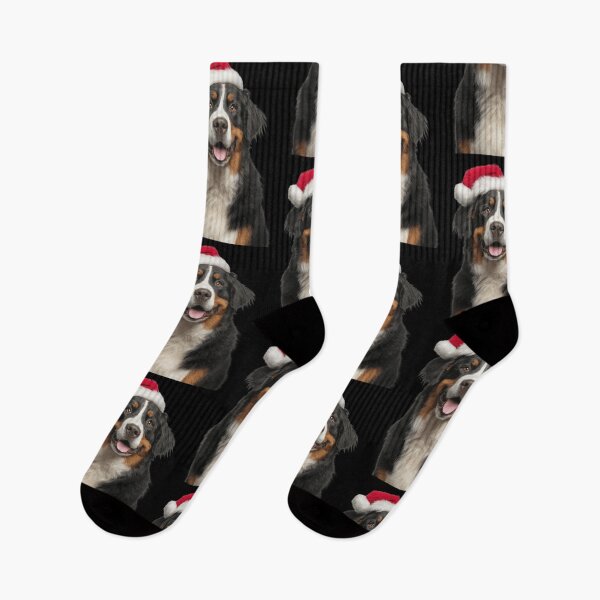 Item preview, Bernese Mountain dog with Christmas Hat – Festive Bernese Mountain dog Xmas Design designed and sold by LazyOwlStore.