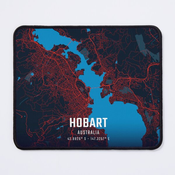 Item preview, Hobart Red & Blue Minimalist Map designed and sold by HomeLivingCo.