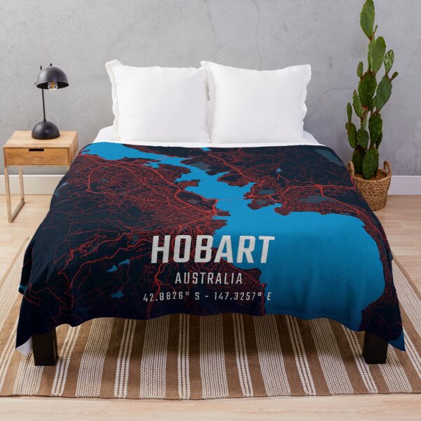 Item preview, Hobart Red & Blue Minimalist Map designed and sold by HomeLivingCo.