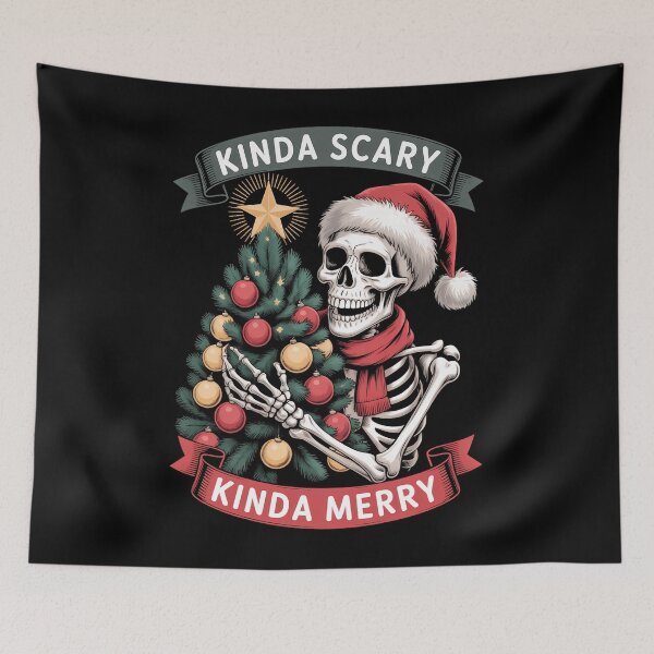 Item preview, Christmas Skeleton Tree Kinda Scary Kinda Merry Santa Goth designed and sold by papertaless.