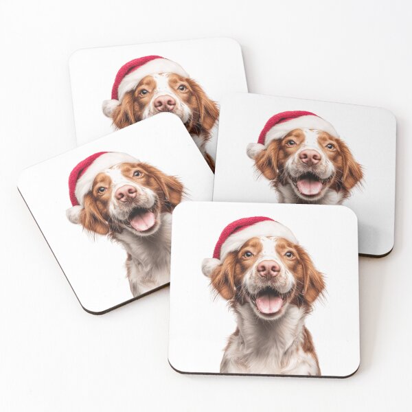 Item preview, Brittany dog with Christmas Hat – Festive Brittany Spaniel Xmas Design designed and sold by LazyOwlStore.
