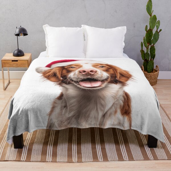 Item preview, Brittany dog with Christmas Hat – Festive Brittany Spaniel Xmas Design designed and sold by LazyOwlStore.