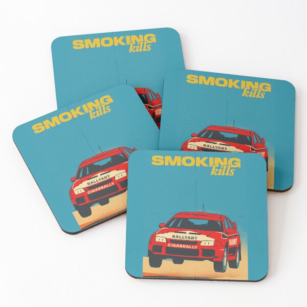 Item preview, Retro Rally Car Poster – Smoking Kills (Vintage Motorsport Art) designed and sold by KrintoryTees.