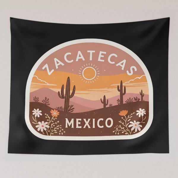 Item preview, Zacatecas Mexico Desert Sunrise– Rustic Cactus Landscape Design in Warm Earthy Tones designed and sold by VividOrganica.