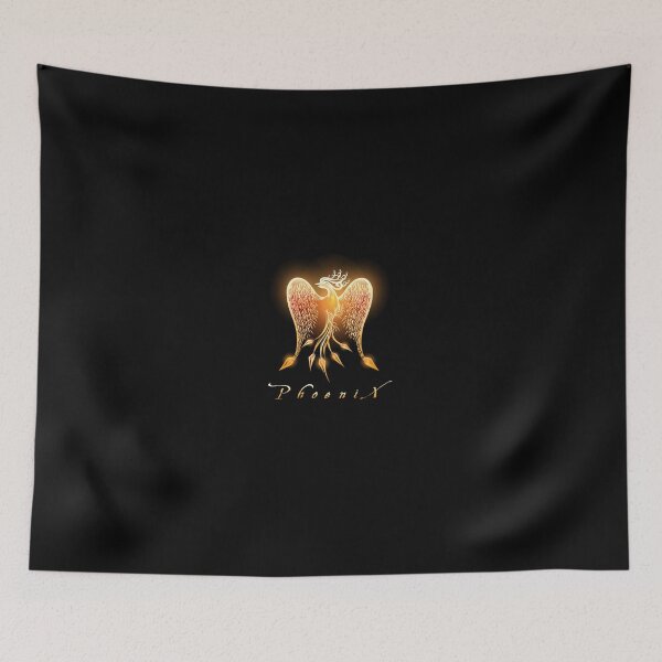 Item preview, Burning Phoenix Bird on Black Background designed and sold by devaleta.