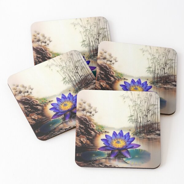 Item preview, Blue Lotus Emerging from Muddy Waters (Vietnamese Silk Painting) designed and sold by sageartz-wisdom.