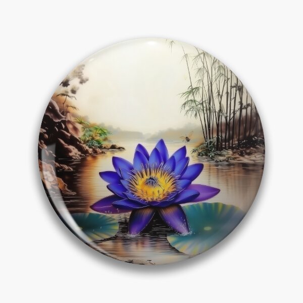 Item preview, Blue Lotus Emerging from Muddy Waters (Vietnamese Silk Painting) designed and sold by sageartz-wisdom.