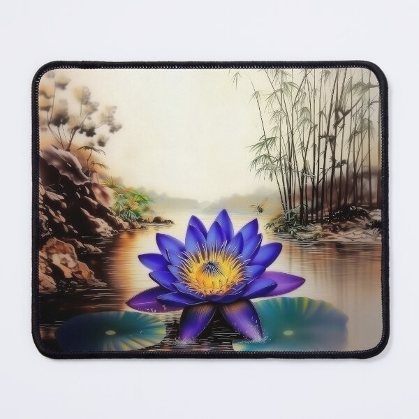 Item preview, Blue Lotus Emerging from Muddy Waters (Vietnamese Silk Painting) designed and sold by sageartz-wisdom.
