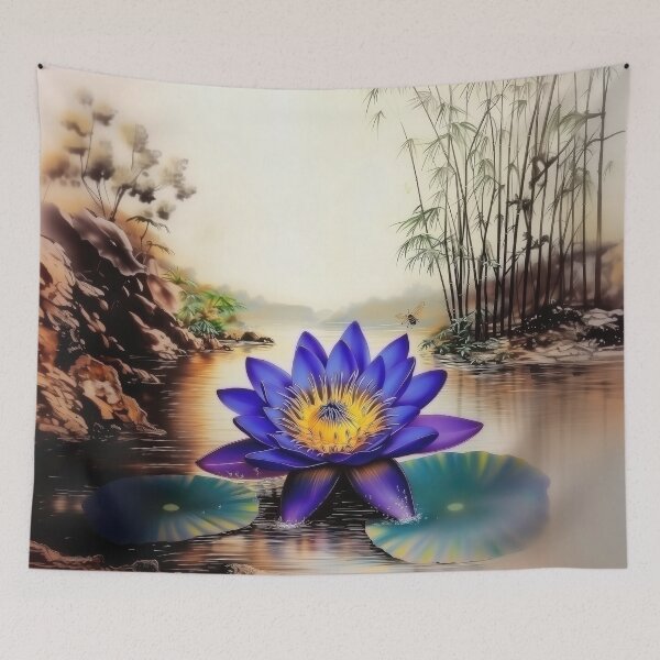 Item preview, Blue Lotus Emerging from Muddy Waters (Vietnamese Silk Painting) designed and sold by sageartz-wisdom.
