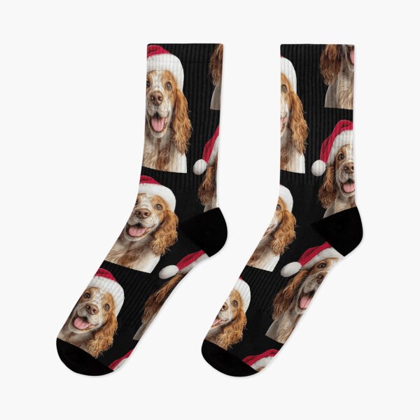 Item preview, English Cocker Spaniel dog with Christmas Hat – Festive Merry Spaniel Xmas Design designed and sold by LazyOwlStore.