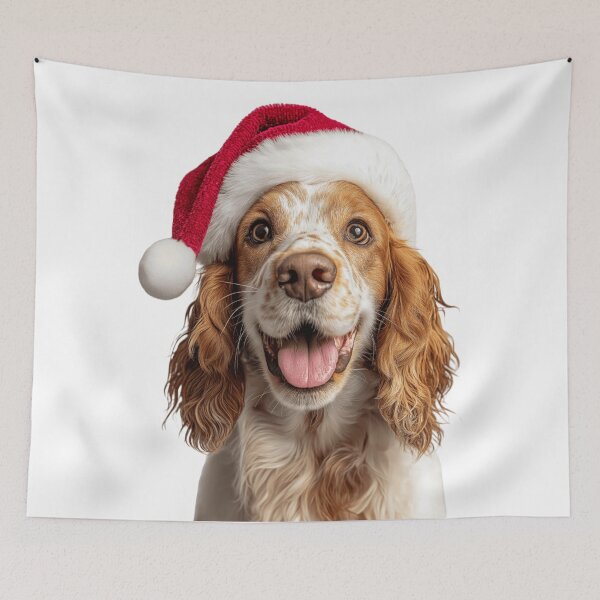 Item preview, English Cocker Spaniel dog with Christmas Hat – Festive Merry Spaniel Xmas Design designed and sold by LazyOwlStore.