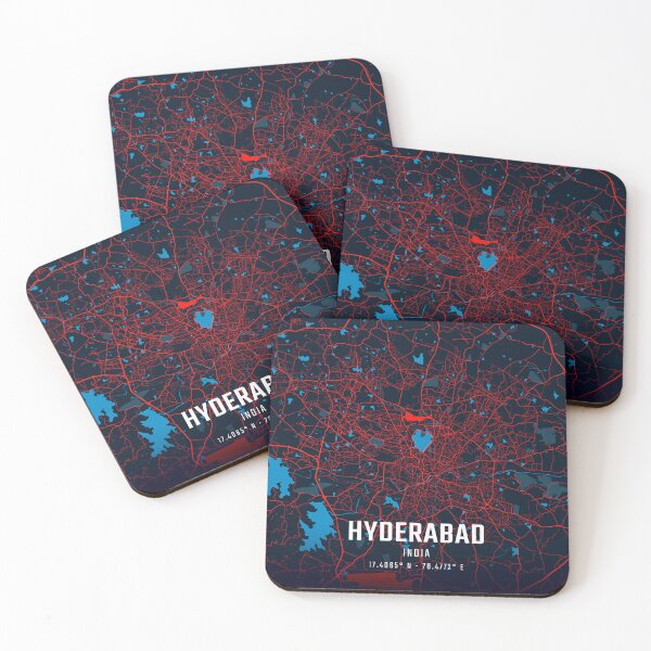 Item preview, Hyderabad Red & Blue Minimalist Map designed and sold by HomeLivingCo.