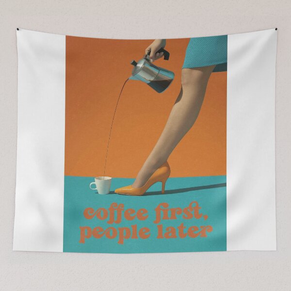 Item preview, Coffee First, People Later Kitchen Wall Art designed and sold by SurfolioPrints.
