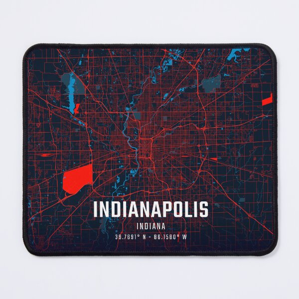 Item preview, Indianapolis Red & Blue Minimalist Map designed and sold by HomeLivingCo.