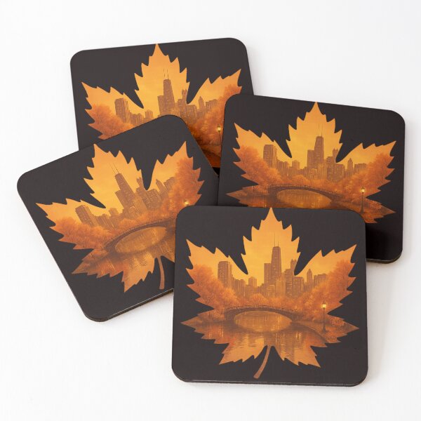 Item preview, Autumn in Chicago – Leaf-Shaped Cityscape designed and sold by Tadeusz1.