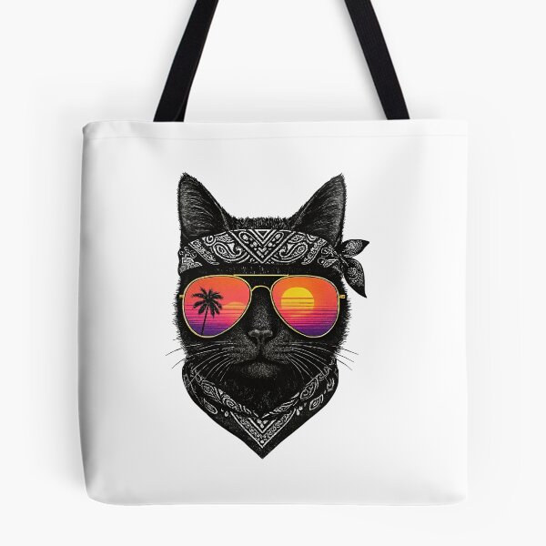 Item preview, Cool Cat Sunset Design, Tropical Aviator Sunglasses Art, Retro Vibes designed and sold by NaphDesigns.