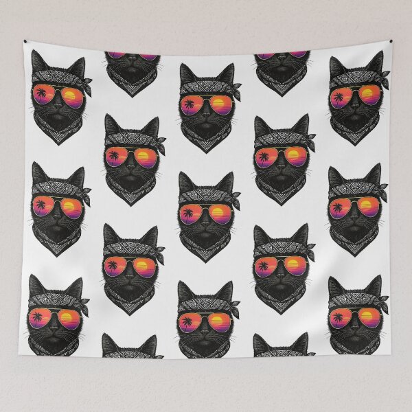 Item preview, Cool Cat Sunset Design, Tropical Aviator Sunglasses Art, Retro Vibes designed and sold by NaphDesigns.
