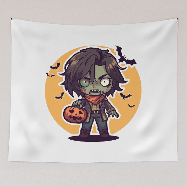 Item preview, Chibi Zombie Trickster with Pumpkin Lantern designed and sold by DreamArtmaStudio.