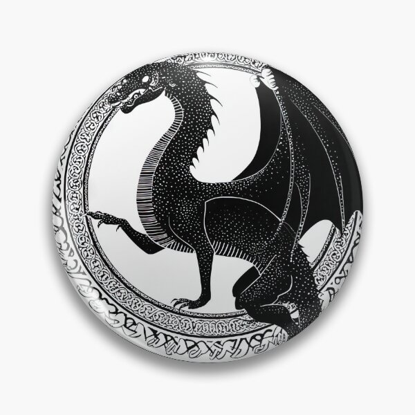 Artikelvorschau, Schwarz-weißer Drache mit kreisförmigem keltischem Stil entworfen und verkauft von thewandswant.