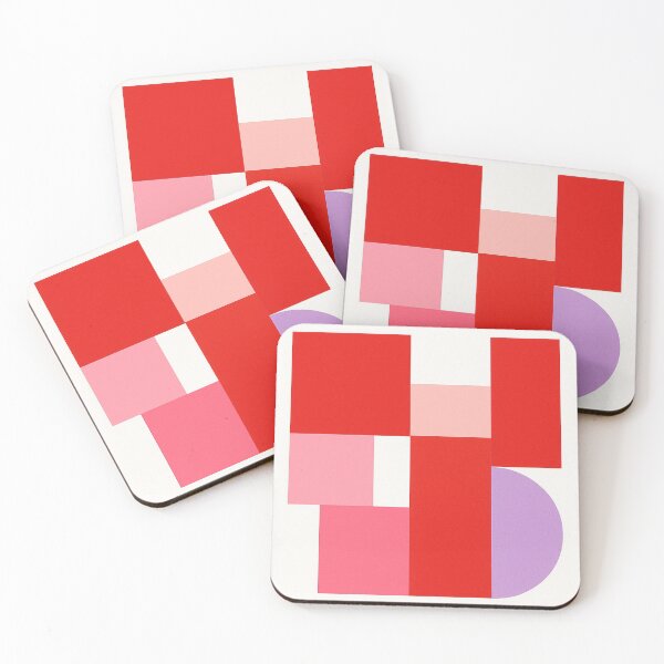 Item preview, Retro Pink Red Geometric Blocks designed and sold by SassyArtistry.