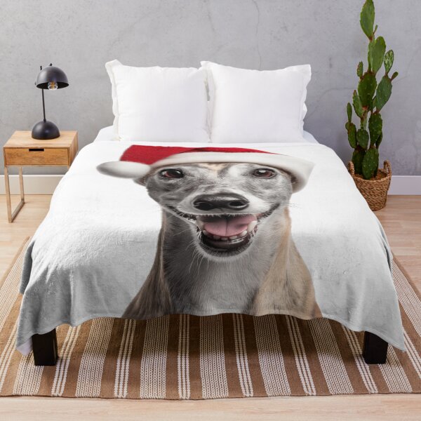 Item preview, Whippet dog with Christmas Hat – Festive Whippet dog Xmas Design designed and sold by LazyOwlStore.
