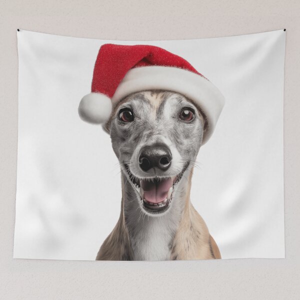 Item preview, Perro whippet con gorro navideño – Diseño navideño festivo para whippet designed and sold by LazyOwlStore.