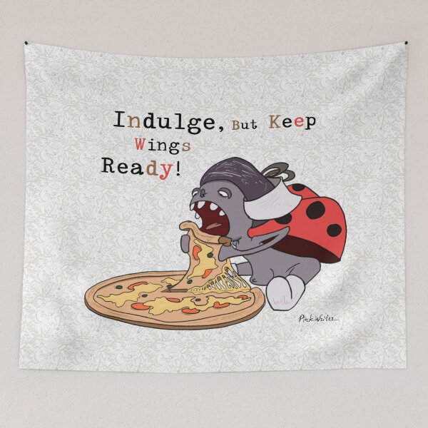 Item preview, Ladybug’s Pizza Pull with Wing Warning designed and sold by Pink Writer.