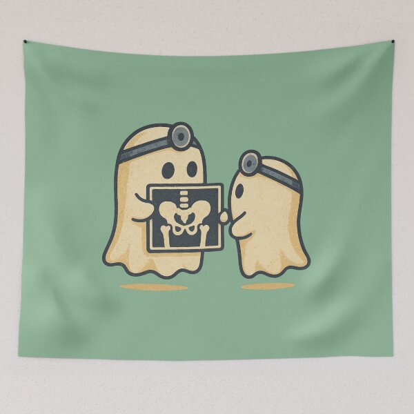 Item preview, Ghost Radiologists Inspecting Pelvis X-Ray Spooky Cute Retro Design designed and sold by Meandmyshop.